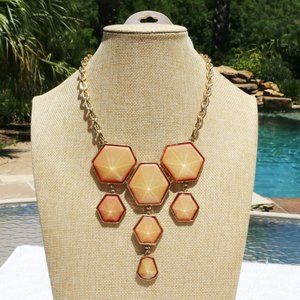 New! Boho Marbleized Frost Bib Statement Necklace